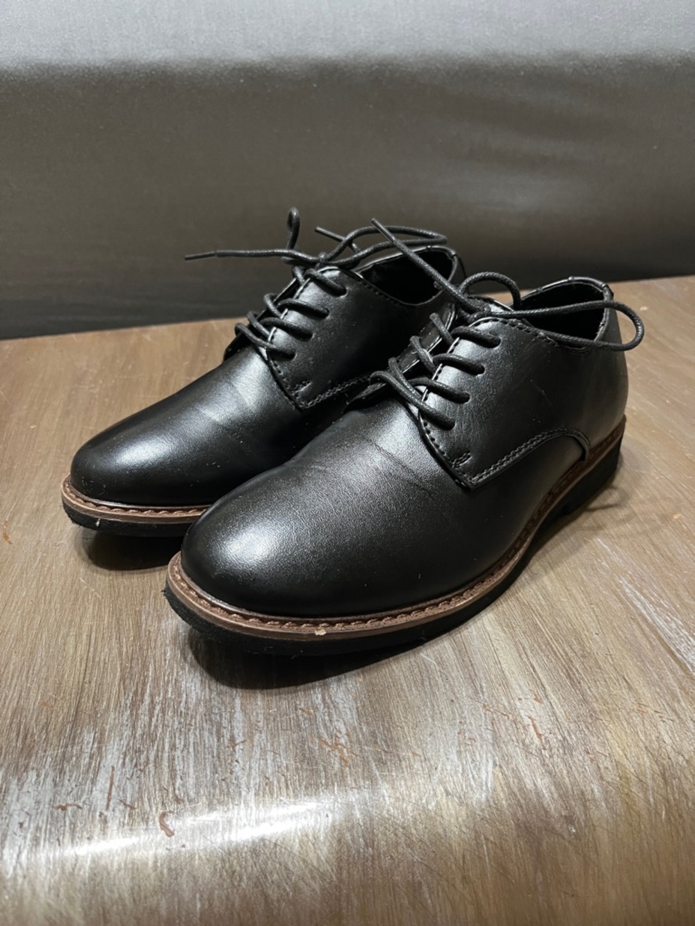 Classic Black Leather Derby Shoes for boys